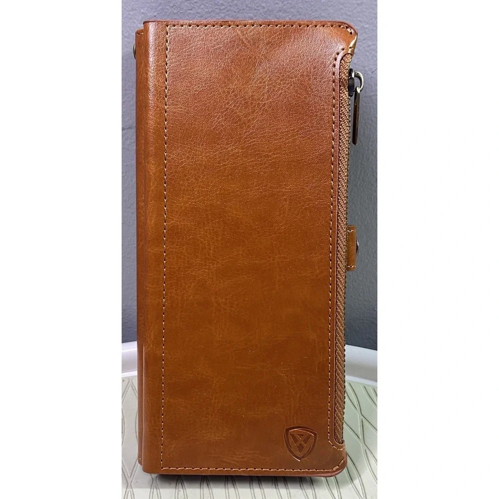 Xcase Bar Brown Leather Phone Case/Wallet/Stand For iPhone 13 Pro Max 6.75x3.25